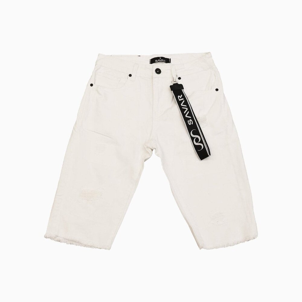 Savar Men's Ripped White Shorts (Brand New)